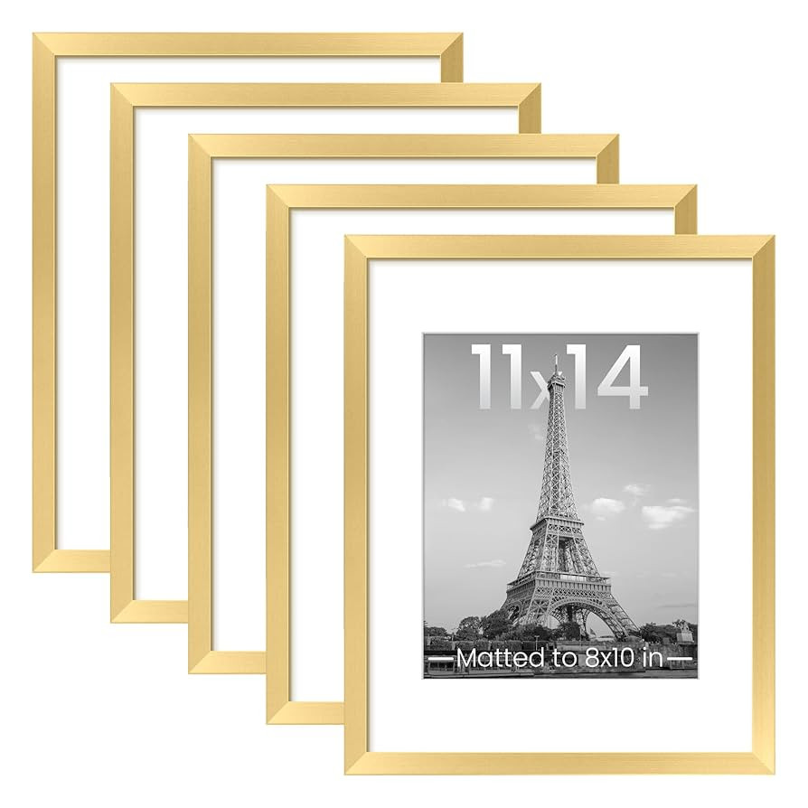 upsimples 11x14 Picture Frame Set of 5, Display Pictures 8x10 with Mat or 11x14 Without Mat, Wall... | Amazon (US)
