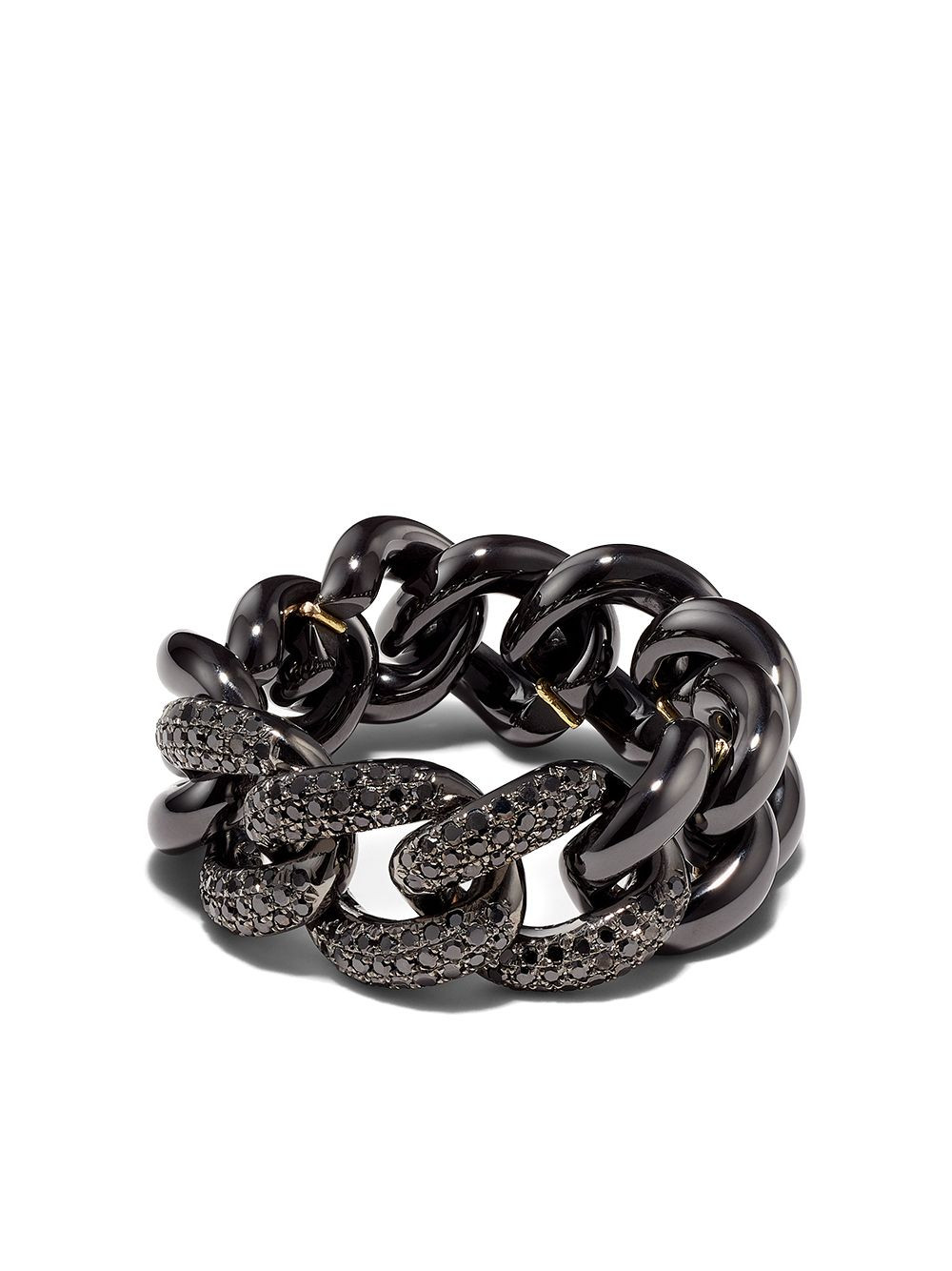 SHAY 18kt black gold diamond chain ring | Farfetch Global