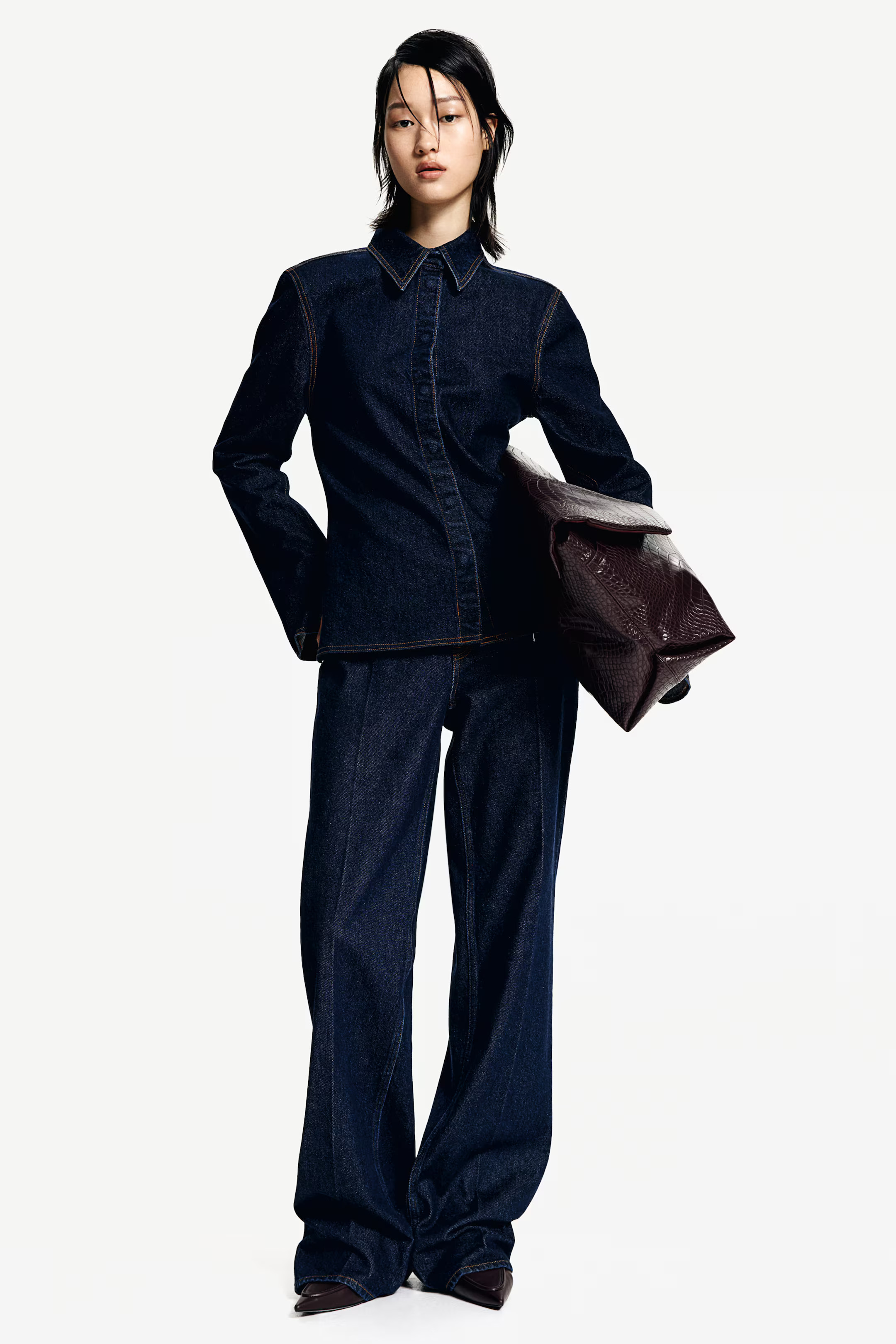 Defined-Waist Denim Shirt | H&M (US + CA)