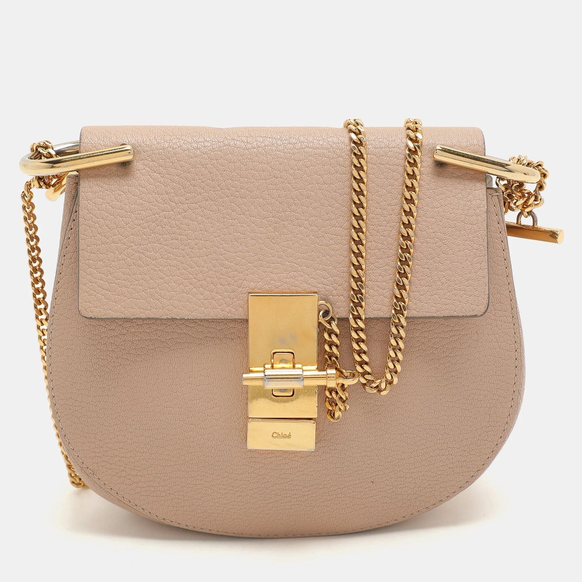 Chloe Beige Leather Small Drew Shoulder Bag | Shop Simon