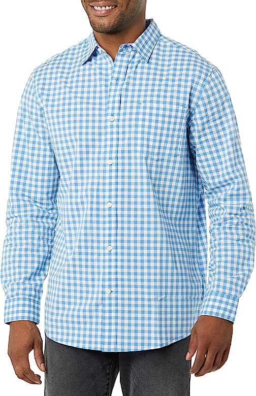 Amazon Essentials Men's Long-Sleeve Regular-fit Stretch Poplin Shirt | Amazon (US)