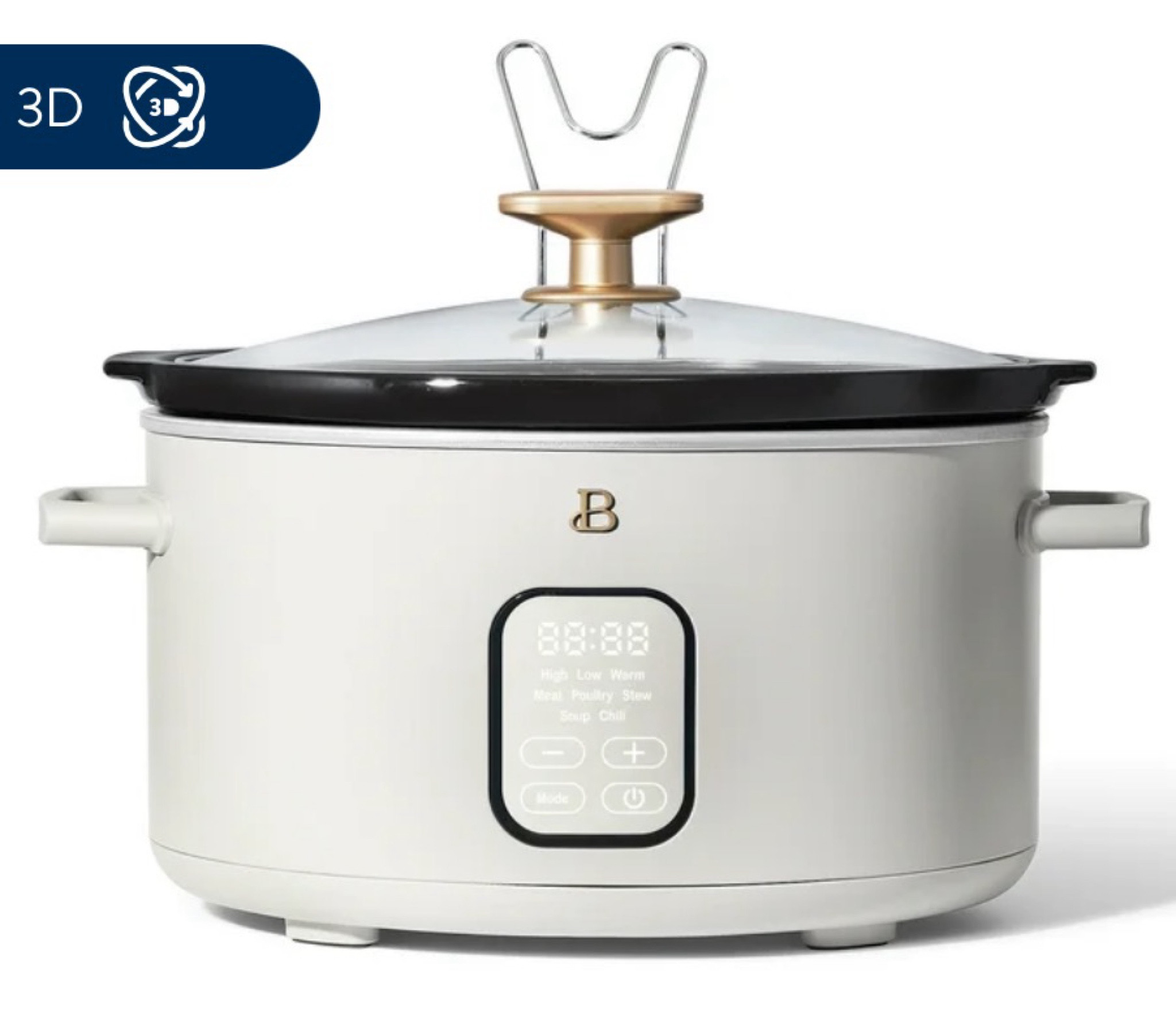 The Beautiful 6 Qt Programmable Slow Cooker is a kitchen must-have with 5 preset functions and capacity to serve up to 7 people. Thoughtfully designed with sleek, touch-activated illumination and our signature gold accents, this Beautiful Slow Cooker also features a soft matte premium finish. Created by Drew Barrymore, Beautiful Kitchenware® combines elegant design and contemporary colors for high-performance appliances that look beautiful on your kitchen counter. Condition: new.
Large 6 quart capacity, serves up to 7 people
5 preset slow cooking functions – Meat, Poultry, Stew, Soup and Chili
Touch-activated display illuminates only when you need it.
Automatically switches to keep warm function
Dishwasher-safe, removable cooking pot and tempered glass lid for easy cleaning
Programmable digital countdown timer from 30 minutes up to 24 hours
Removable ceramic pot for easy serving
Stainless-steel lid rest for easy handling while serving
Cool-touch handles for easy portability
Shatter-resistant, tempered glass lid

#LTKFindsUnder50 #LTKHome #LTKSaleAlert