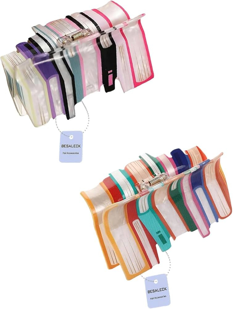 2Pcs Book Hair Claw Clips - Back To School Hair Clips for Thick Thin Hair Funny Teacher Orange Pi... | Amazon (US)