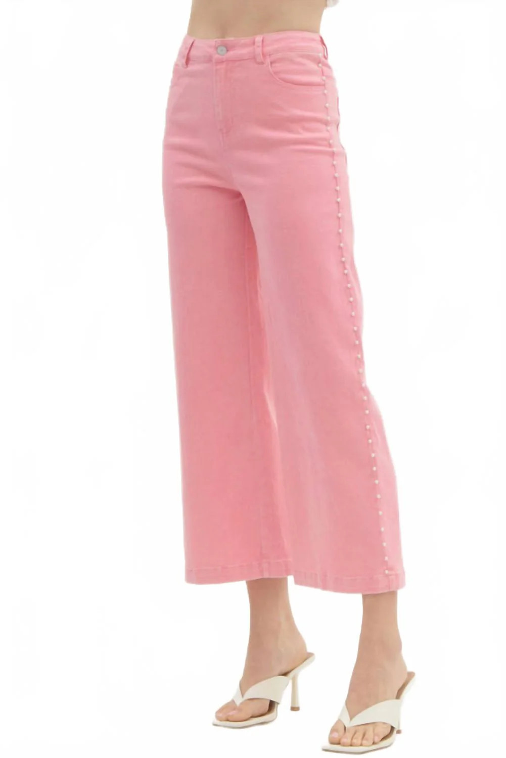 Dripping Pearl Denim Pants In Pink | Shop Simon
