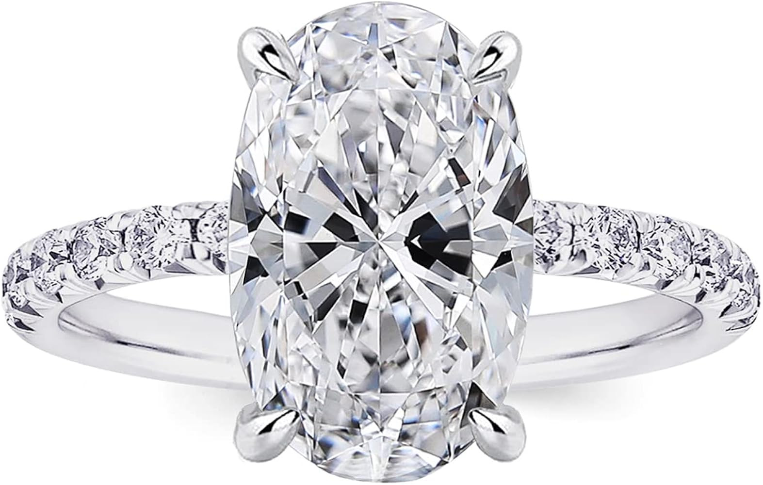 3.5CT Oval Cut Engagement Rings for Women,Simulated Diamond Ring,925 Sterling Silver 18K Yellow/W... | Amazon (US)