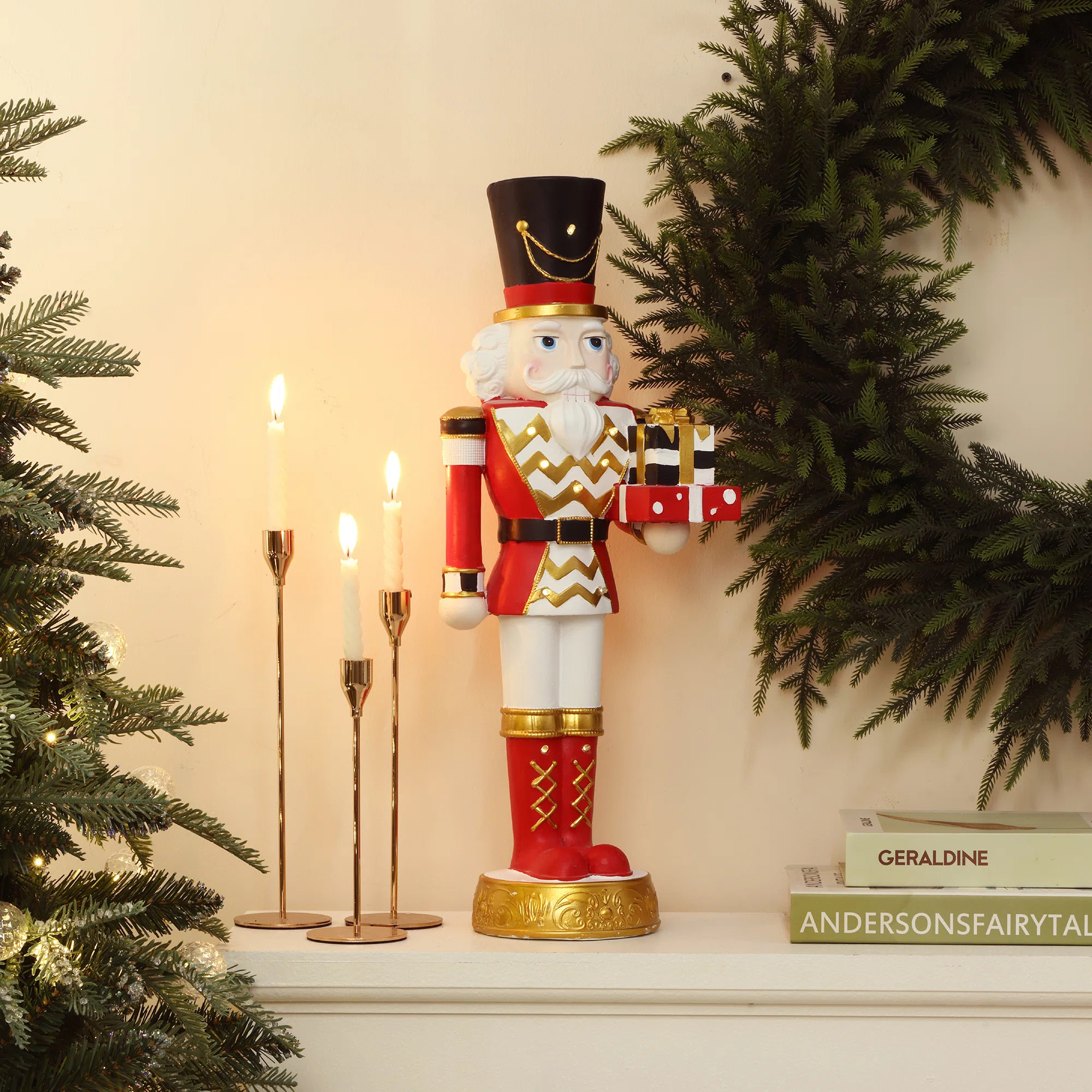 2-Foot Lighted Red Nutcracker Soldier with Presents, Battery Operated Holiday Decoration | Wayfair North America