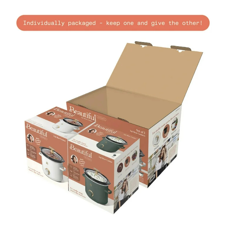 Beautiful 2-Pack 2qt Slow Cooker, Thyme, White Icing by Drew Barrymore | Walmart (US)