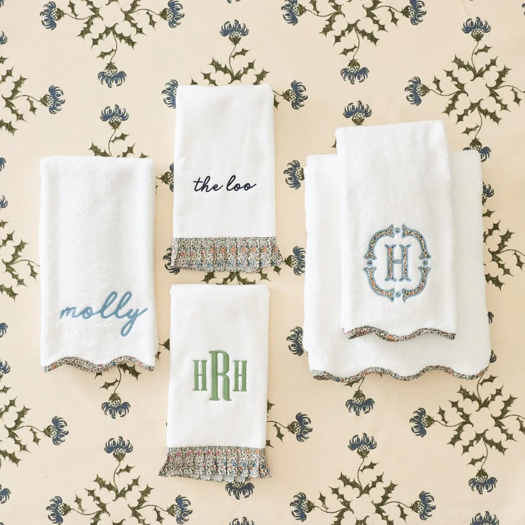 Scallop Hand Towels piped with Liberty | Weezie | Weezie Towels