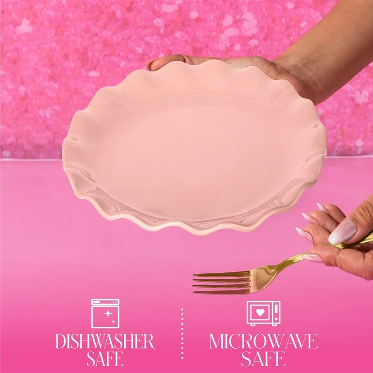 Paris Hilton Heiress Collection Stoneware Salad Plate, Scalloped Ruffle Rim, 8.5-Inch, Rose Pink | Walmart (US)