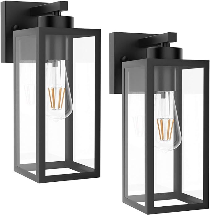 Tipace Outdoor Wall Lantern 2 Pack Black Exterior Wall Sconce with Clear Glass Shade Wall Mount L... | Amazon (CA)