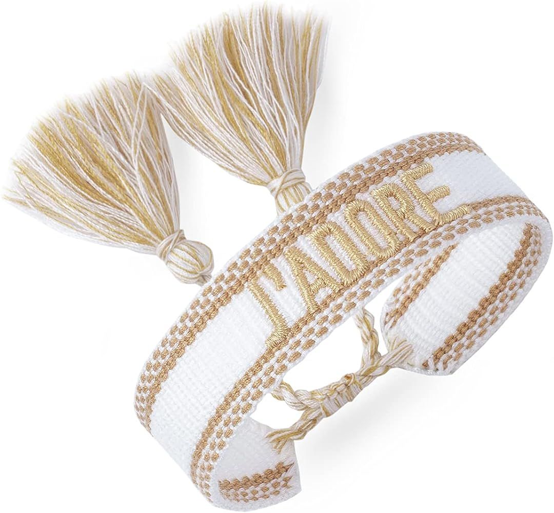 Amazon.com: Knitted Word Adjustable Bracelets for Women Girls Woven Friendship Wrap Bracelets (Ca... | Amazon (US)