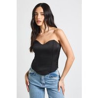 boohoo Women's Satin Bandeau Corset Top in Black | Size: 2 | Denim/Satin | boohoo (US & Canada)
