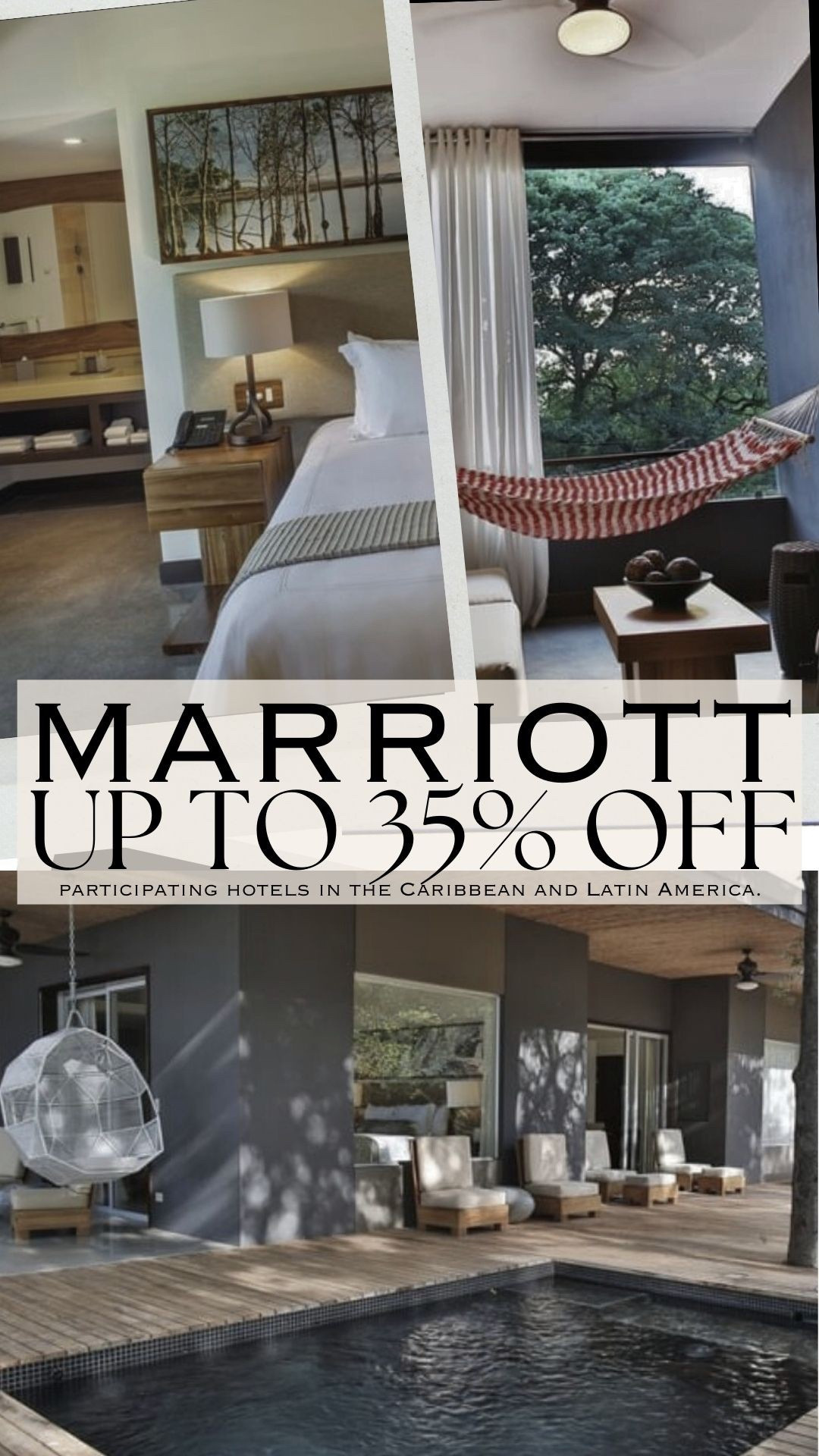 Marriott Bonvoy members can get up to 35% off participating hotels in the Caribbean and Latin America! Book before January 31, 2026 for travel from January 18,2026– April 12, 2026. #marriottpartner

#LTKHoliday #LTKSaleAlert #LTKTravel