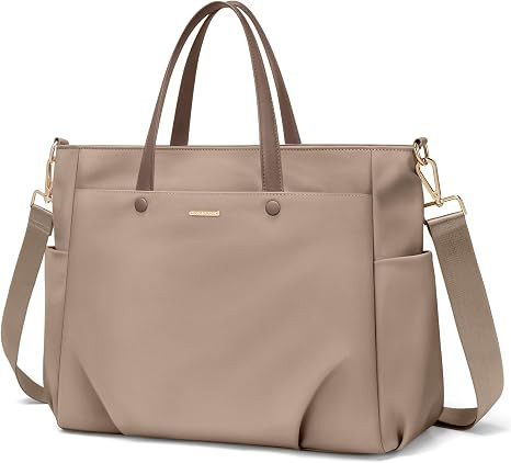 15.6 Inch Laptop Tote Bag for Women, Lightweight Nylon Work Shoulder Bag, Water-Resistant Compute... | Amazon (US)