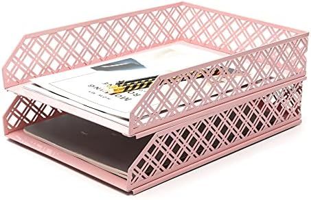 Exerz Letter Trays 2pcs Stackable Paper Sorter/ Desk Organiser/ File Tray for Desk - Wire Mesh Me... | Amazon (UK)