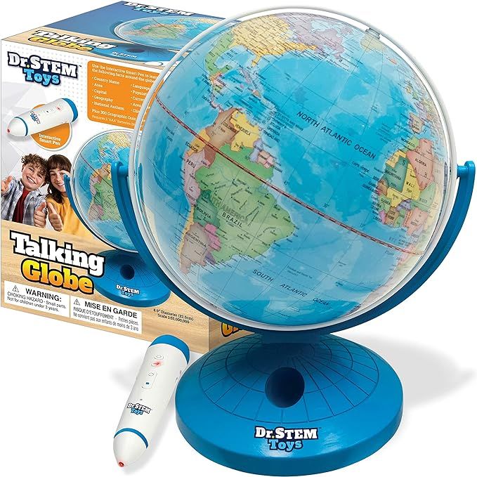 Dr. STEM Toys Talking World Globe with Interactive Stylus Pen and Stand, Colorful Map for Early L... | Amazon (US)