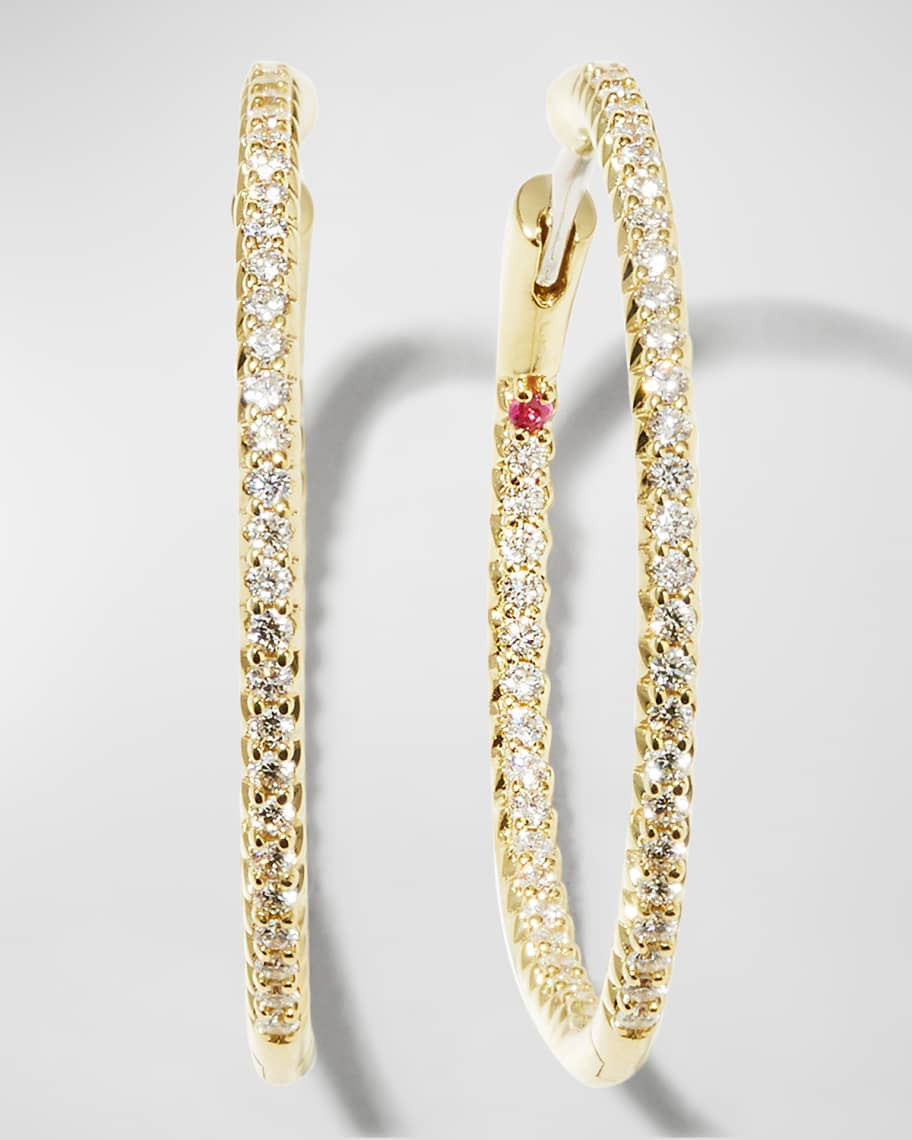 Roberto Coin 30mm Micro Pave Diamond Hoop Earrings in 18K Yellow Gold | Neiman Marcus