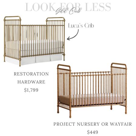 My son’s Restoration Hardware gold crib look for less. The Wayfair one is about 25% less! #nurserydesign #decorating #boynursery #interiordesign 

#LTKsalealert #LTKhome #LTKbaby