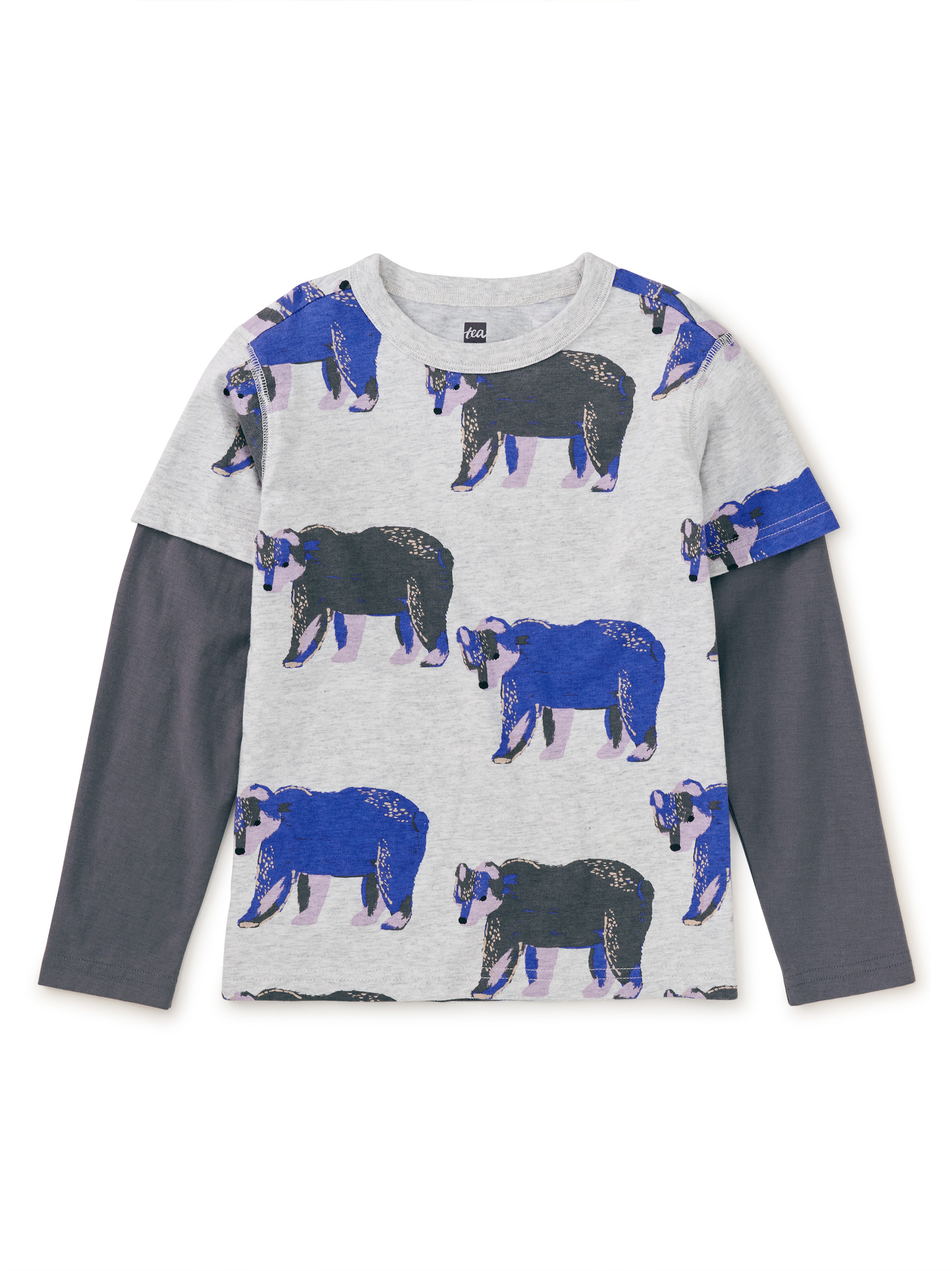 Printed Layered Sleeve Tee | Tea Collection