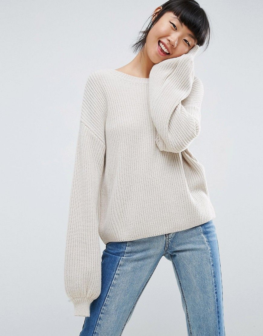ASOS Sweater With Volume Sleeve - Blue | ASOS US