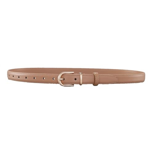 Women Skinny Leather Belt for Jeans Pants Ladies Thin Waist Dress Belts with Gold Buckle | Amazon (US)