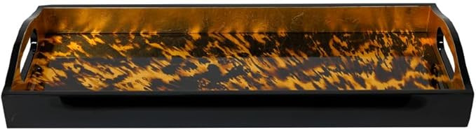 Caspari Tortoiseshell Lacquer Bar Tray – 20" x 8" – Handcrafted Rectangular Serving Tray with... | Amazon (US)