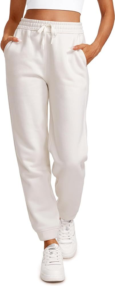 CRZ YOGA Cotton Fleece Lined Sweatpants Women High Waisted Warm Casual Lounge Jogger Pants with P... | Amazon (US)