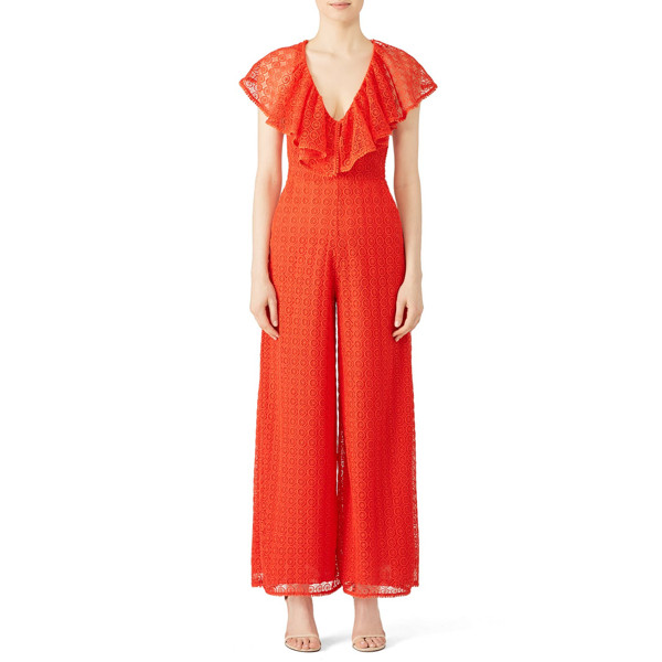Temperley London Poppy Sunrise Jumpsuit red | Rent the Runway