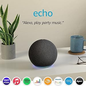 Echo (4th generation) | With premium sound, smart home hub and Alexa | Charcoal | Amazon (UK)