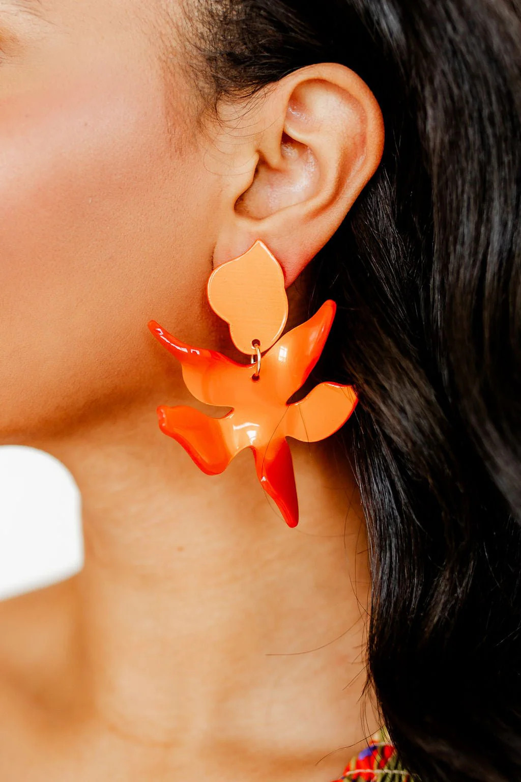 Flora Statement Earrings - Metallic Orange - Shop LINNY CO | LINNY CO LLC