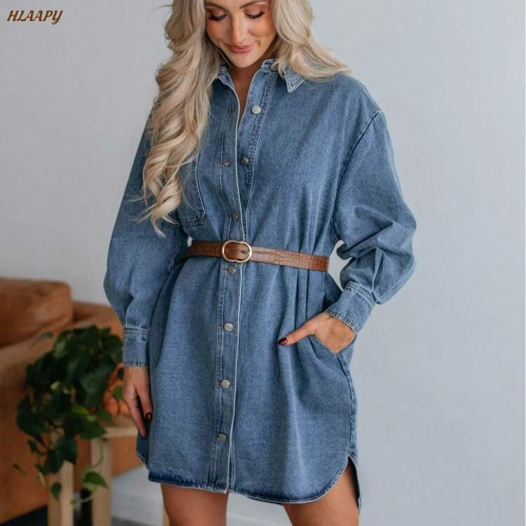 Women's Button Down Denim Shirt Dress | SHEIN