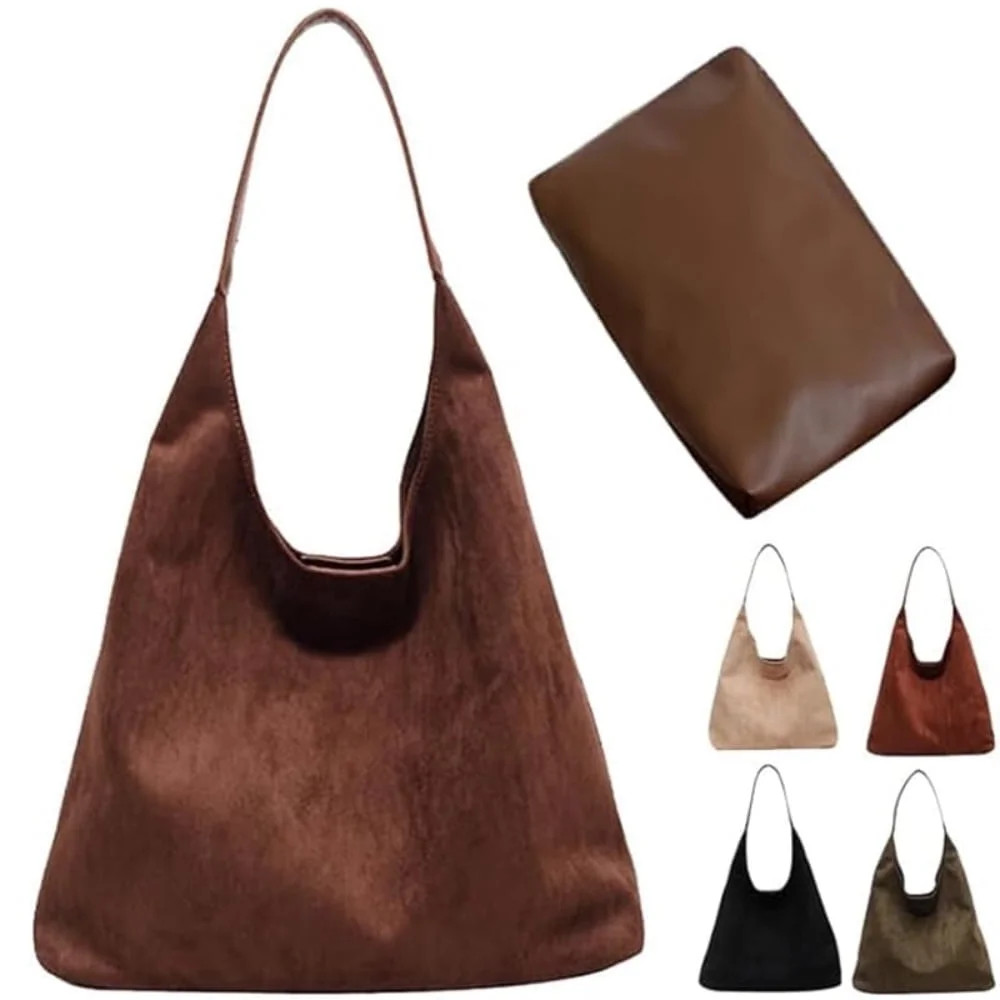 Gocvo Retro Faux Suede Bags for Women Suede Tote Bag with Purse Slouchy Bag Hobo Handbag Crescent... | Walmart (US)