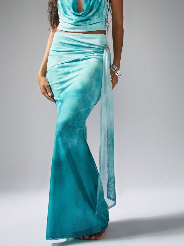 MISSGUIDED Draped Tie Trim Detail Maxi Skirt | SHEIN