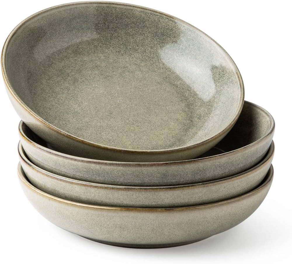 AmorArc 8.5'' Large Pasta Bowls, 36oz Stoneware Pasta Serving Bowls Set of 4 for Kitchen, Wide Bo... | Amazon (US)