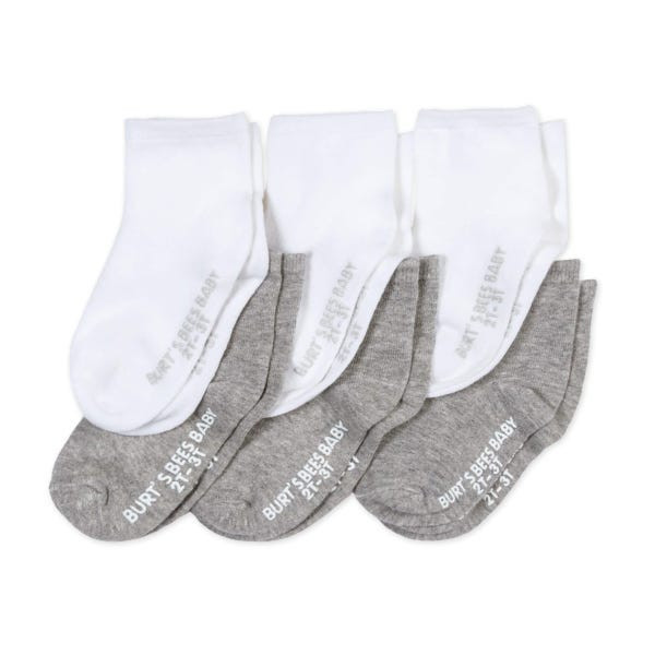 Solid Organic Cotton Toddler Crew Socks 6 Pack - 2-3 Toddler | Burts Bees Baby