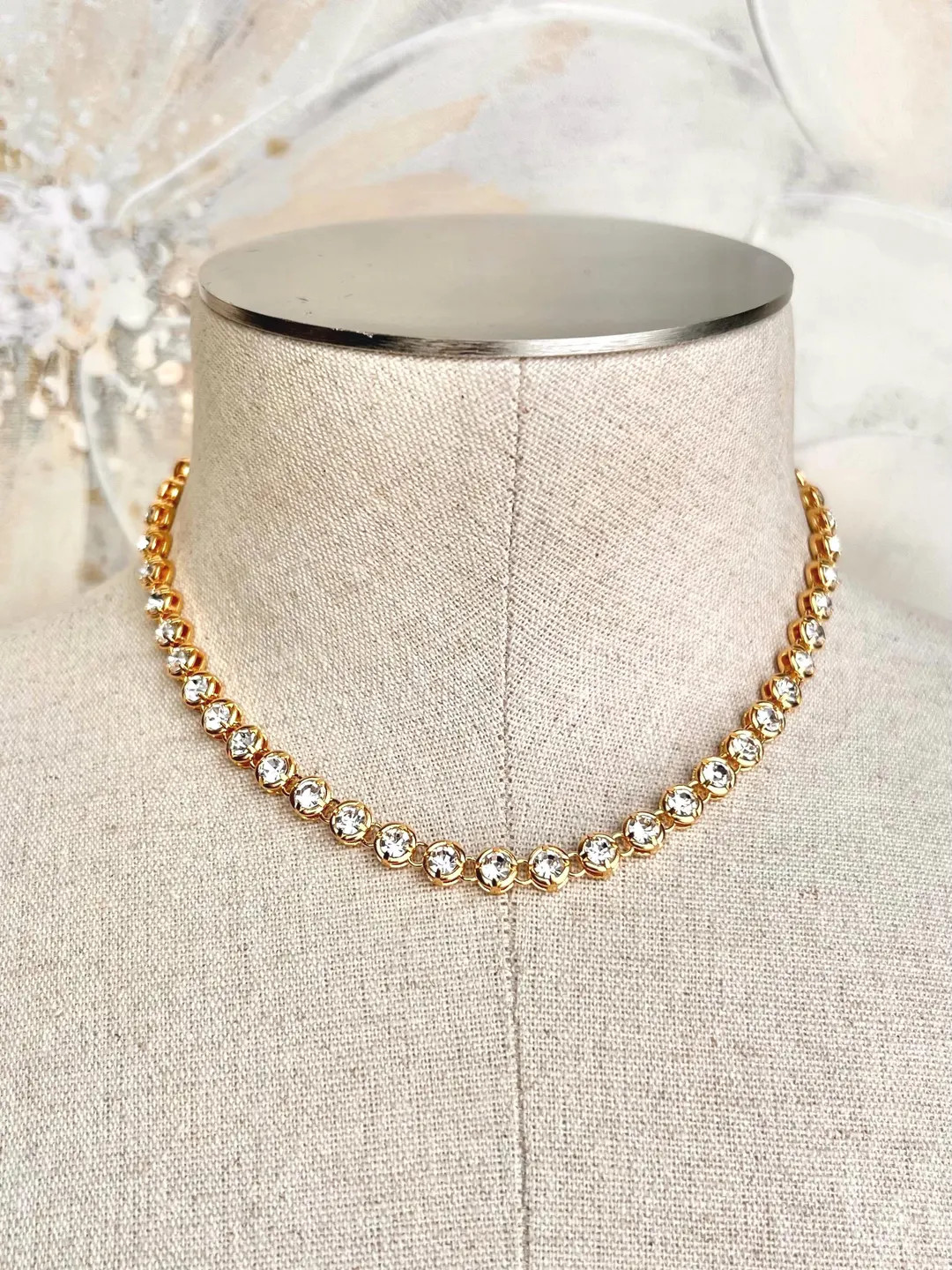 Crystal/gold Chain Necklace - Etsy | Etsy (US)