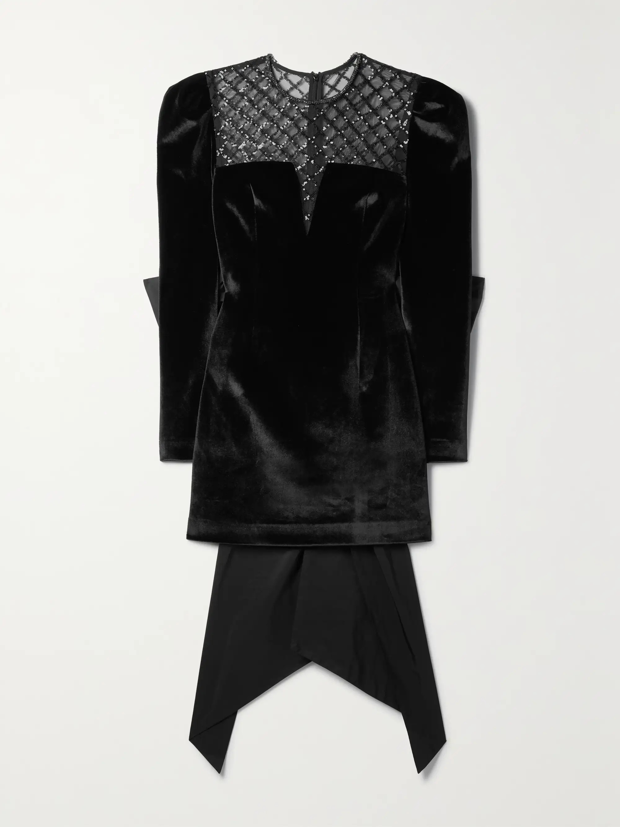 Mini-robe en velours à finitions en tulle, sequins et nœud | NET-A-PORTER (UK & EU)