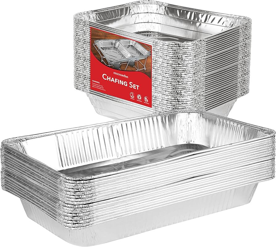 Chafing Dish Buffet Set Disposable - 21 x 13 (5 Pack) 9 x 13 (10 Pack) Aluminum Serving Trays, Ca... | Amazon (US)