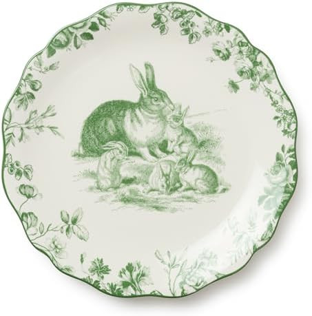 Le Jardin 11 Inch DINNER PLATES, SET OF 4 – Green Bunny Spring Stoneware for Easter Meals, Gard... | Amazon (US)