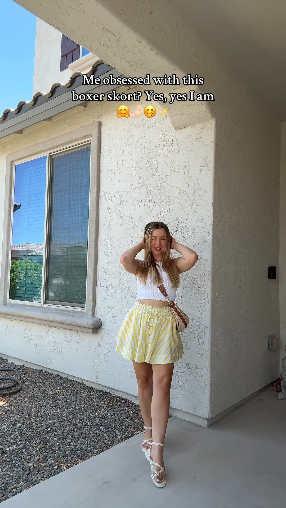 My favorite power chill too goes with everything and still on major sale ✨✨✨boxer skort mag be out fo stock but linking every simulator options! Wearing size xs top very flattering for small chested girlies and size xs skort. Sun earrings and shell studded sandals size 5! 
American eagle 
Aerie 
Yellow 

#LTKPetite #LTKStyleTip #LTKSaleAlert