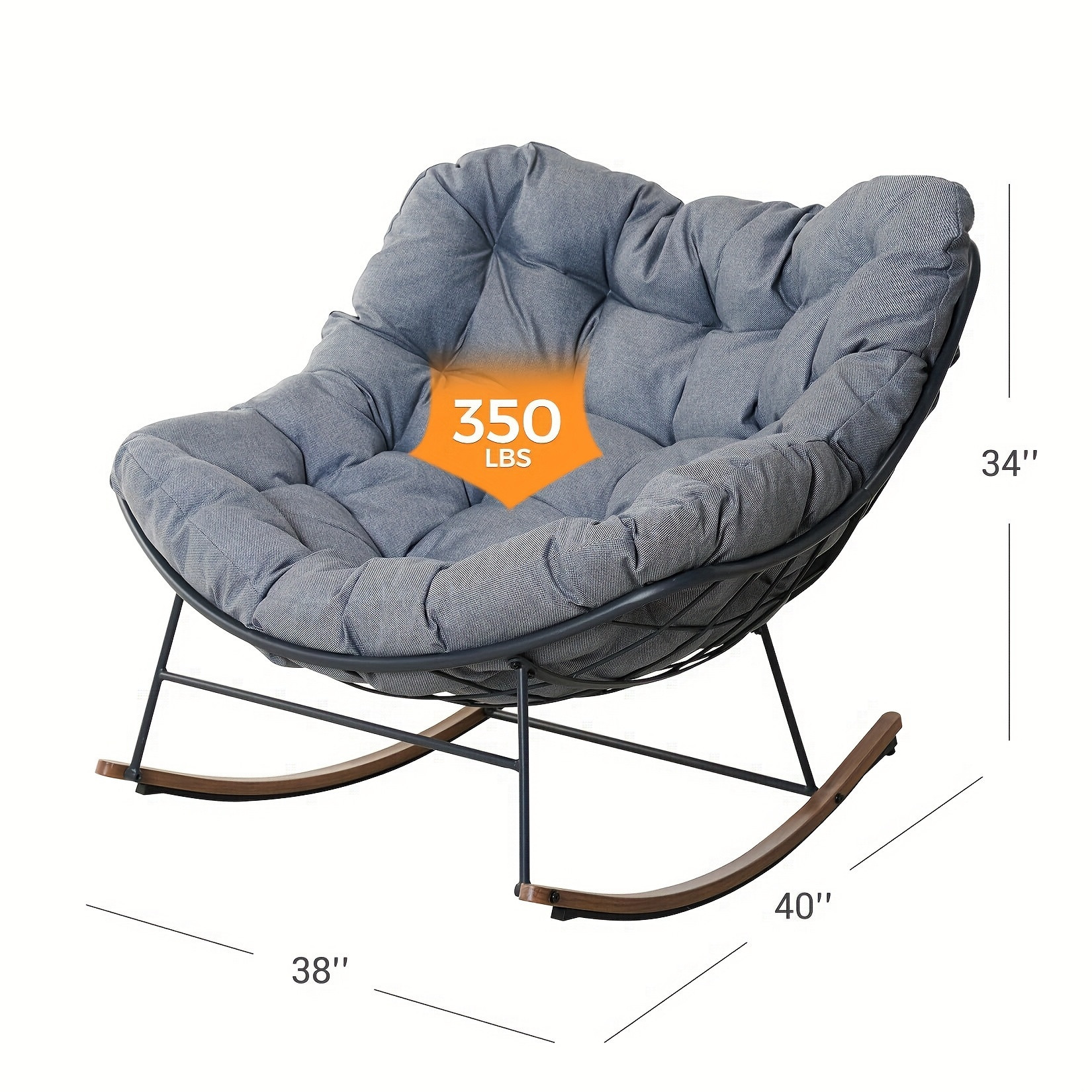TEMU Modern Gray Outdoor Rocking Chair Cushion Combining , Durability, And , E-coated Metal Frame, Cushion, Ideal For Patio, Porch, Garden - Includes Easy Assembly Tools, Recliner Chair, Backyard | Temu Affiliate Program