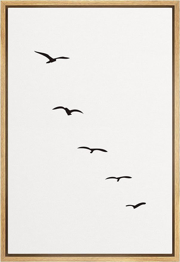SIGNFORD Framed Canvas Print Wall Art Minimalist Composition of Flock of Birds Abstract Wildernes... | Amazon (US)