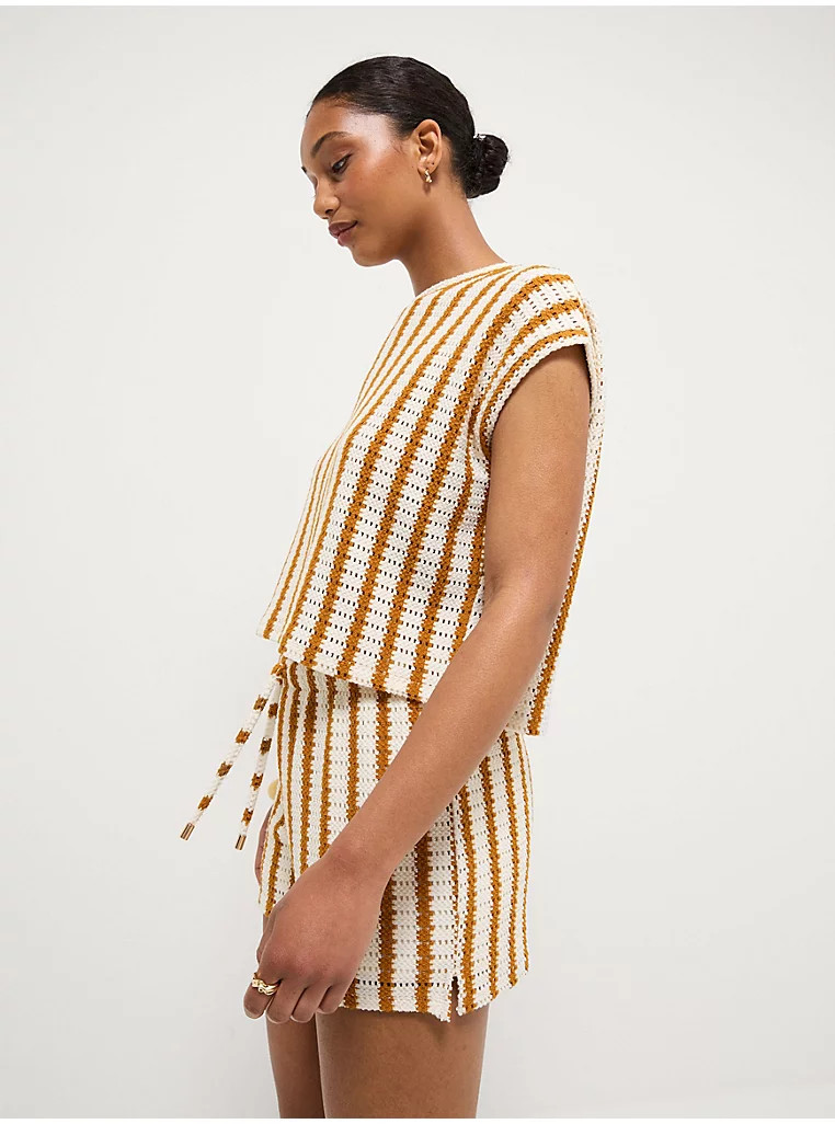 Rust Striped Crochet Co-ord Shorts | George