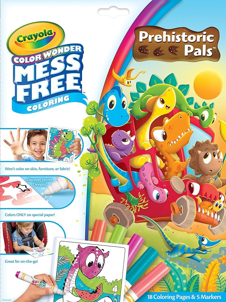 Crayola Color Wonder Prehistoric Pals, Dinosaur Coloring Pages, Mess Free Coloring for Toddlers, ... | Amazon (US)