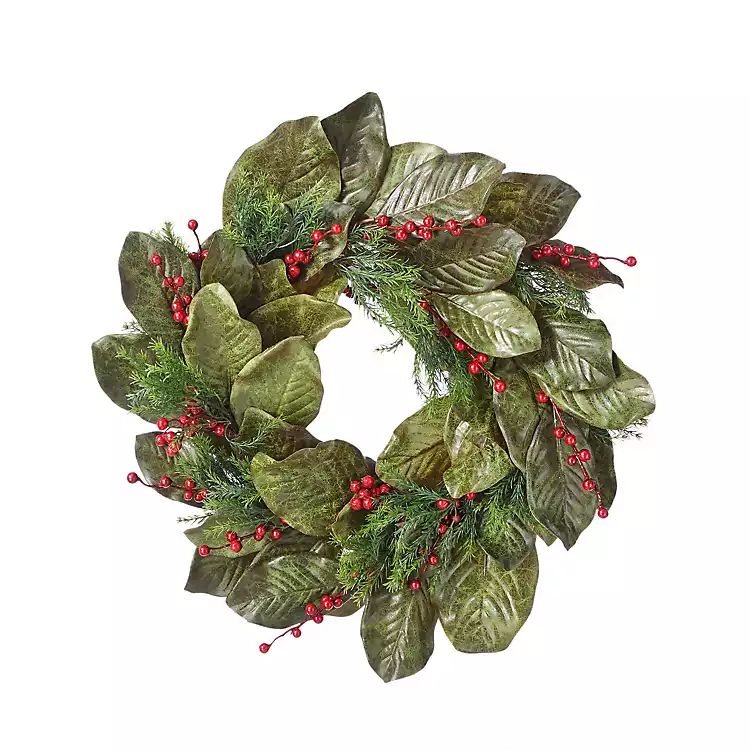 Magnolia Leaf and Berry Christmas Wreath | Kirkland's Home