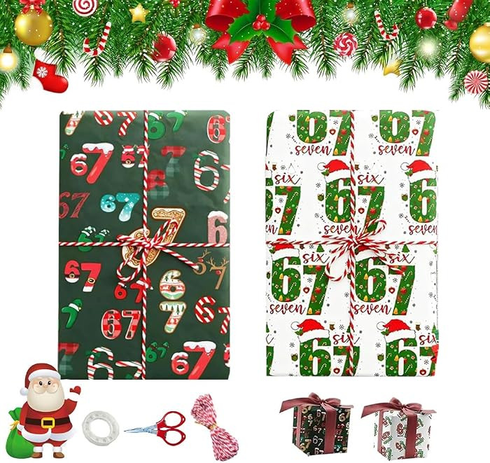 Christmas Stocking Stuffer 2 Pcs 67 Wrapping Paper ,67 Meme Wrapping Paper, Christmas Wrapping Pa... | Amazon (US)