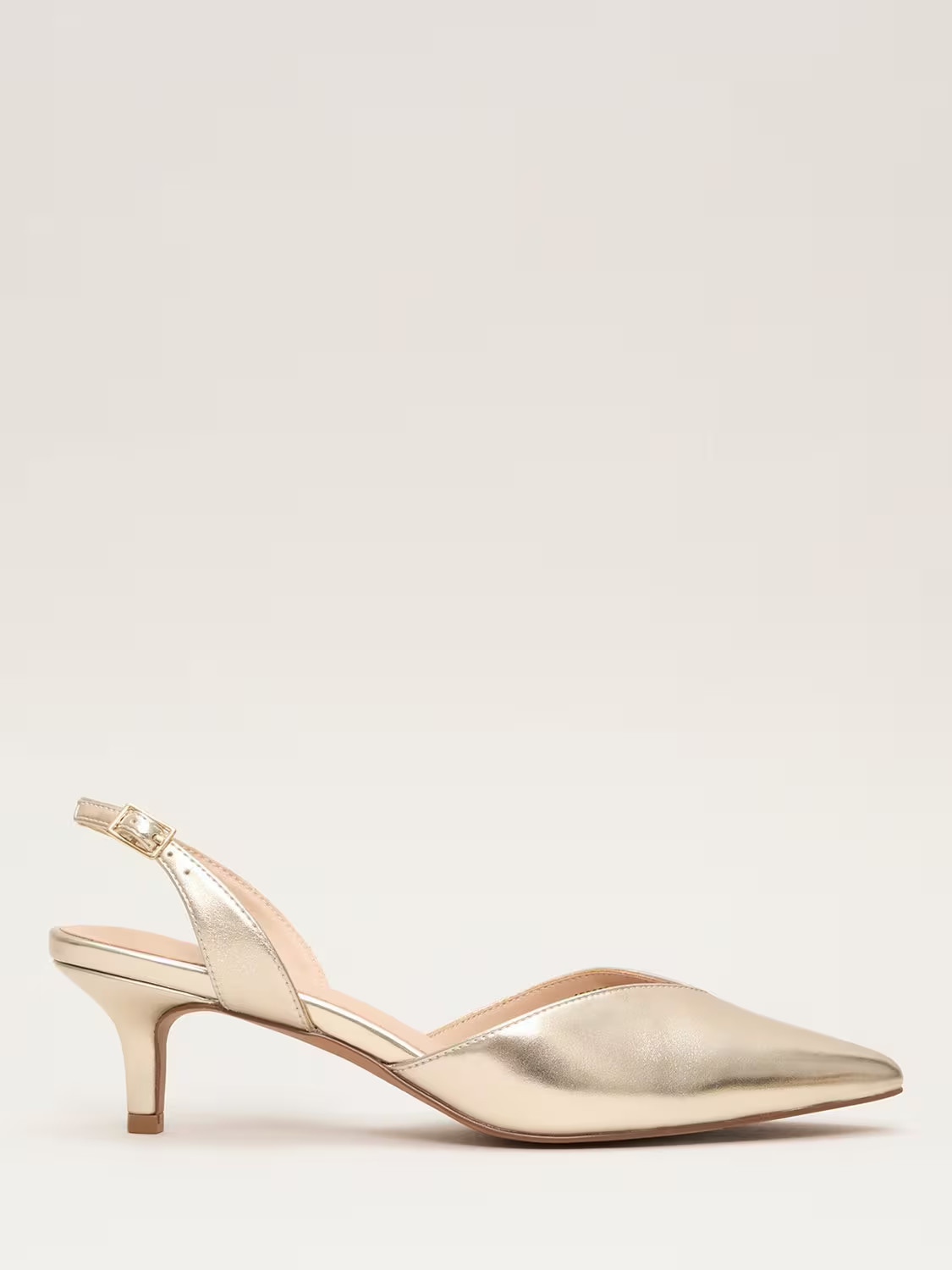 Phase Eight Pointed Kitten Heel Court Shoes, Gold | John Lewis (UK)