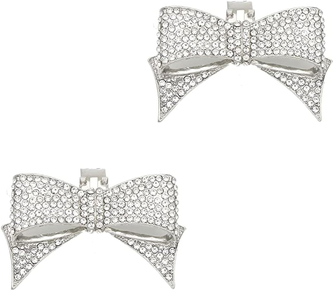 2Pcs Women Bow Shoe Clips Rhinestones Decorative Wedding Party Shoes Accessories Decoration | Amazon (US)