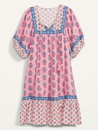 Puff-Sleeve Printed Swing Dress for Women | Old Navy (US)