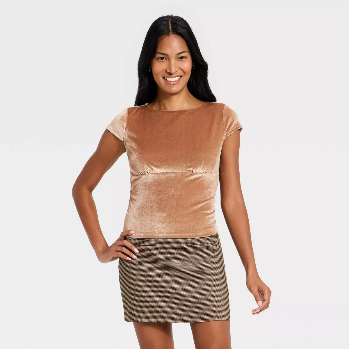 Women's Ruched Velour T-Shirt - A New Day™ | Target